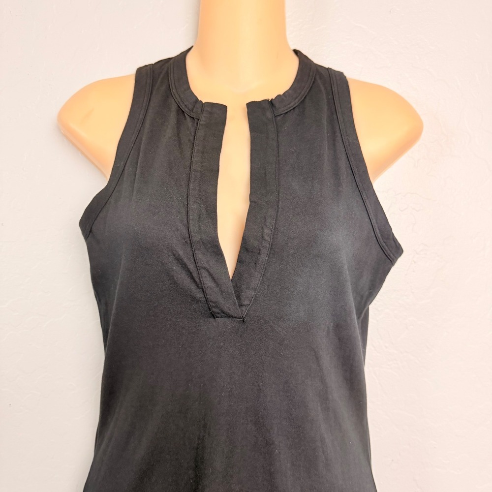 Standard James Perse Black Cotton Knit Split Neck Pencil Maxi Dress 1‎ Small - Picture 2 of 9